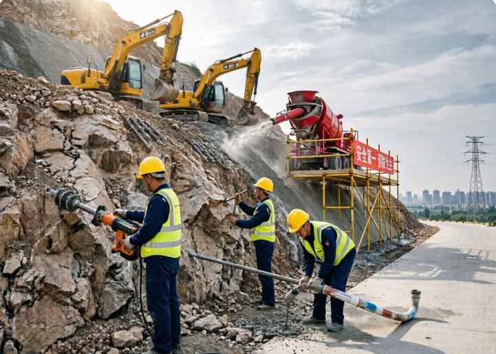 厚街镇边坡锚固施工